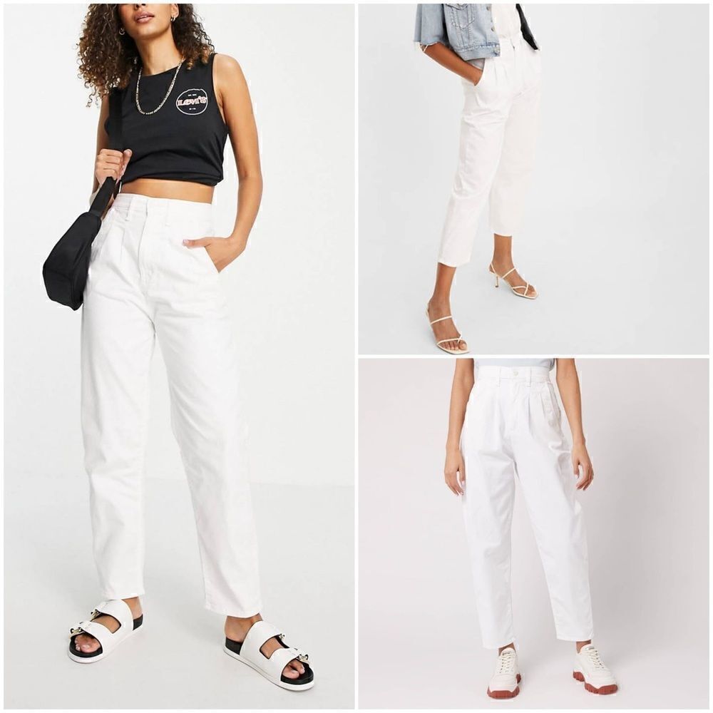 Levi's Premium Pleated Balloon Leg Women's Pants White Waist Size 27 X 28 New